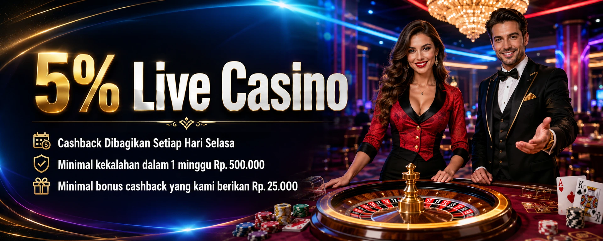 Promo cashback live casino 5% INDOBETPLAY